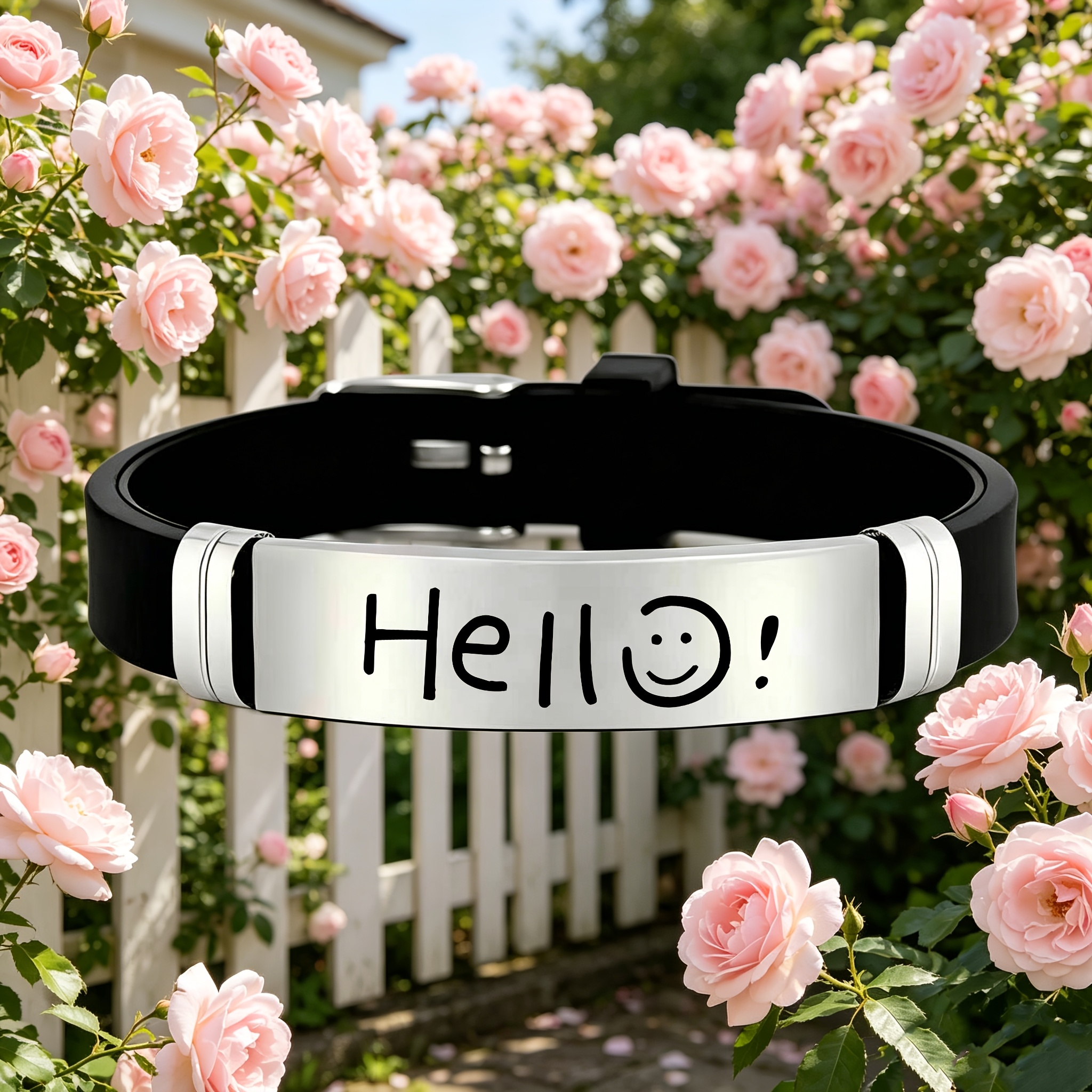 Women's Simple Cute English Joyful Face Silicone Bracelet
